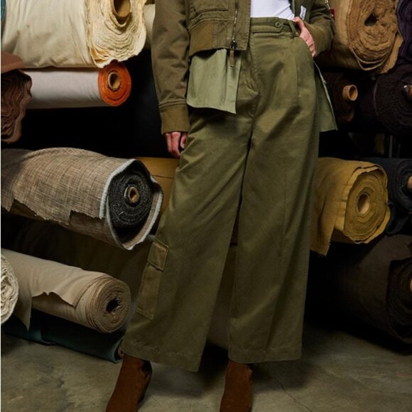 Alpha Industries Womens Wide Leg Pant W OG-107 Green Cargo Pocket Sz 31x32 NWT - Picture 1 of 16